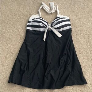 Black and white swim dress